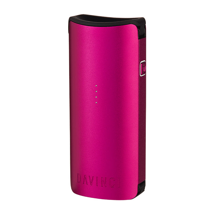 Leaning angle of Pink Miqro-C vaporizer against a white background.