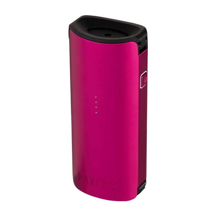 High angle of Pink Miqro-C vaporizer against a white background.