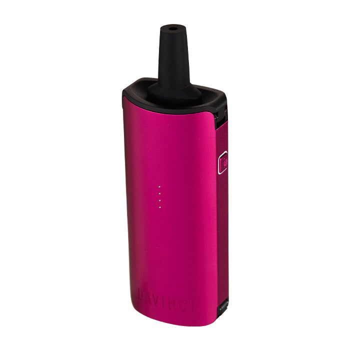 Pink Miqro-C vaporizer with mouthpiece, against a white background.