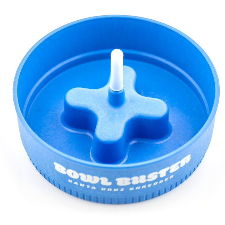 High angle of Blue Bowl Buster with protection lid.