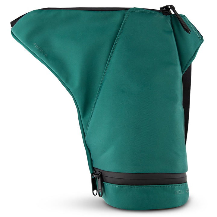 journey bag green white background