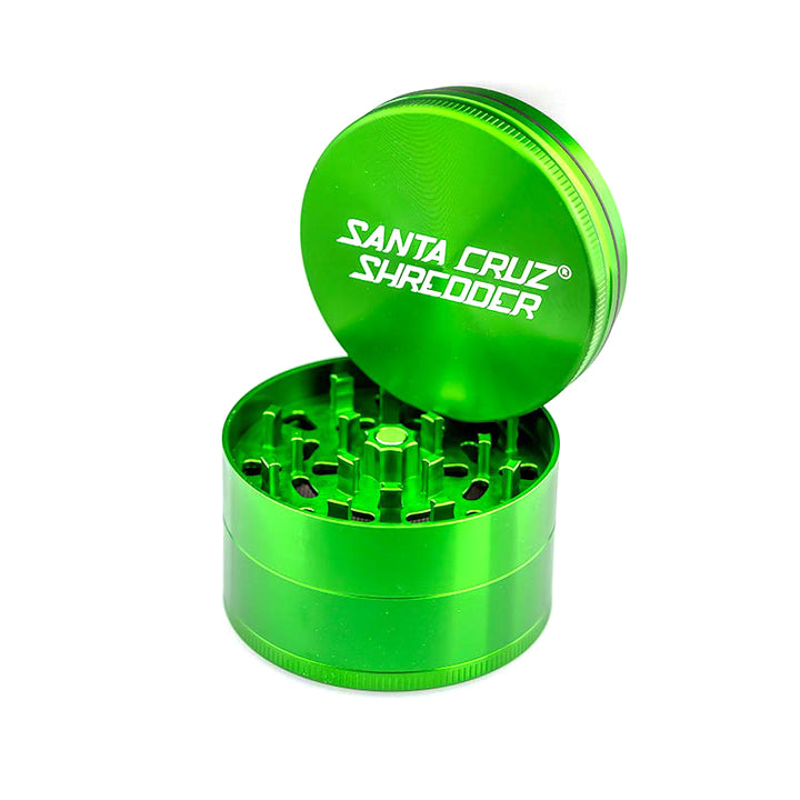A look inside the Green 4 piece Santa Cruz Shredder.