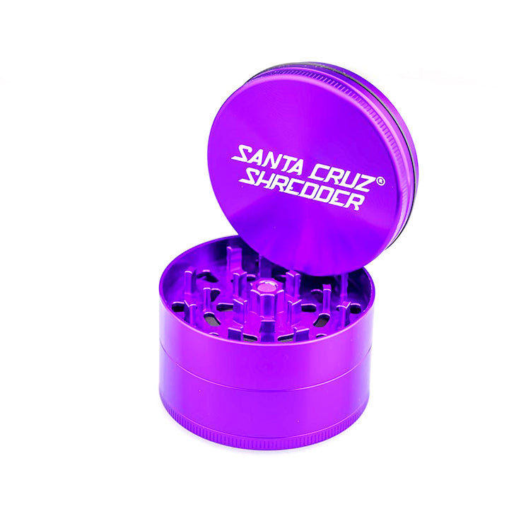 A look inside the Purple 4 piece Santa Cruz Shredder.