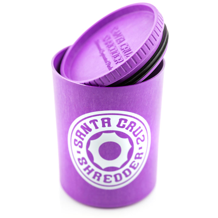 The Purple Bowl Buster with lid half open.